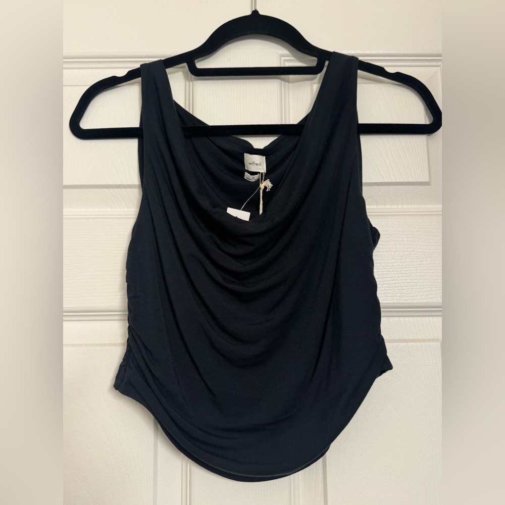 NWT Aritzia Wilfred Parfait Black Top Shirt Size Medium